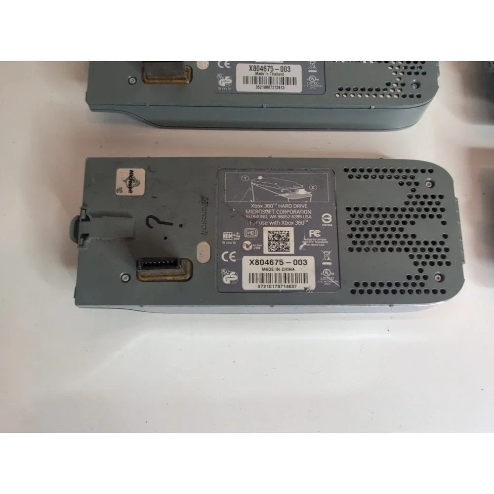 Lot of 5 Official Microsoft Xbox 360 External Hard Drives Gray And Chrome